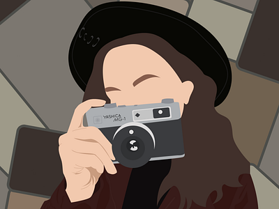 Camera girl camera flat girl illustration photographer vector