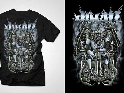 JIHAD MUSIC DEATH METAL TEES DESIGN 3d branding design illustration logo tshirt tshirtdesign ui ux vector
