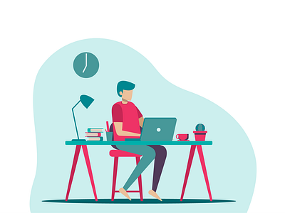 Work From Home Flat Vector Illustration