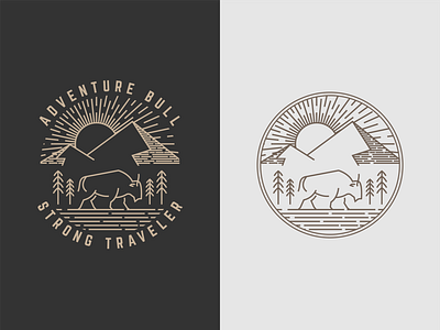 Bull Adventure Badge Monoline Design