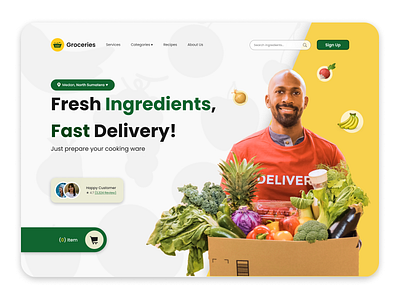 Grocery Landing Page 2022 delivery food groceries grocery ingredients landing page online shop recipes ui web