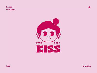 Kiss® / Logo asian beauty blue brand design branding cartoon clean cosmet design girl graphic design illustration kiss korean logo make up minimal pink women yellow