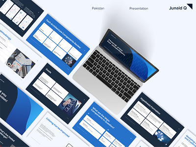 Junaid Q Аnalysis / Presentation black blue clean design graphic design minimal navy blue power point presentation slide ui white