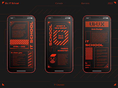 IT School / Banners banners black clean graphic design instagram iphone it minimal mobile mockup orange pixel school stories ui