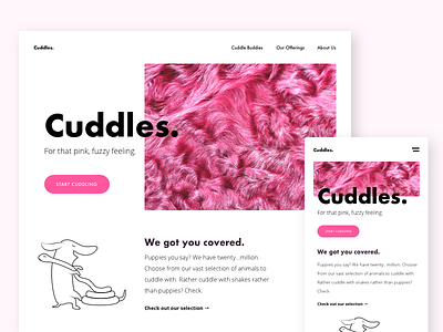 003 Daily UI 003 cuddles dailyui illustration landing pink ui vector