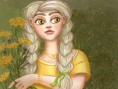 Berehynia grass. design girl graphic design illustration procreate women