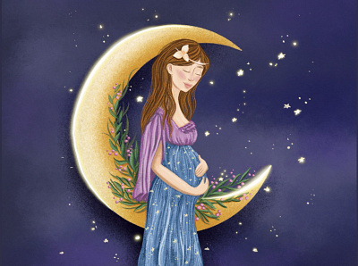 Pregnancy design graphic design illustration moon ui women артпортрет вагітність обложка