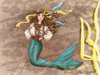 Mermaid design graphic design illustration mermay procreate ui артпортрет обложка