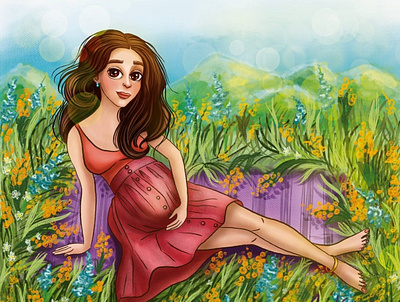 A beautiful pregnancy design graphic design illustration pregnant procreate ui артпортрет обложка