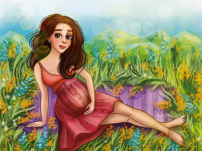 A beautiful pregnancy design graphic design illustration pregnant procreate ui артпортрет обложка