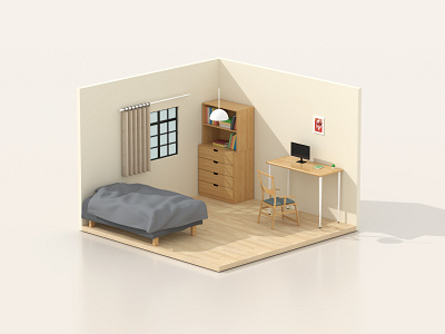 My small room 3d arnold c4d room