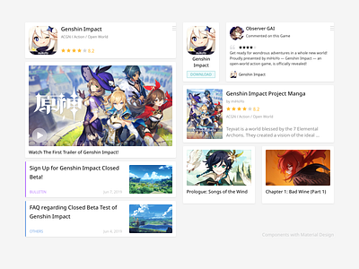 Components with Material Design component game genshin impac material design ui