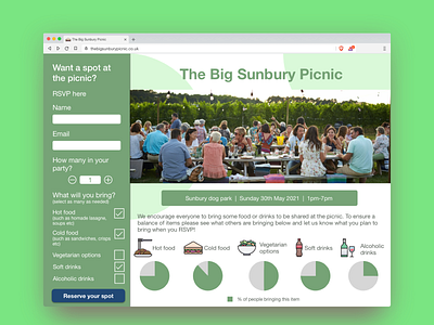 Landing page for a local event design simple ui ux web