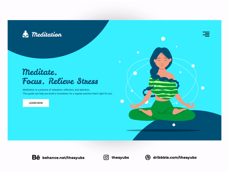 Meditation Website Popshot animated website focus meditation relax stress theayubs ui design uiux web web design yoga