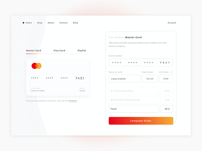 Checkout Credit Card checkout clean credit card form illustration master card minimal paypal ui ux website white