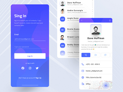 Modern and Minimal Contact Application app app design application application design blue clean contact app creative design inspiration minimal ui ux