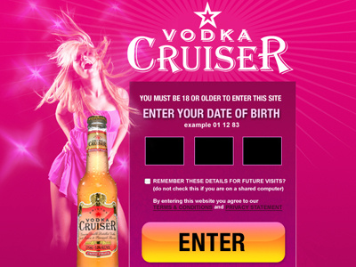 Vodka cruiser website UI interface design splash ui user design web web design website