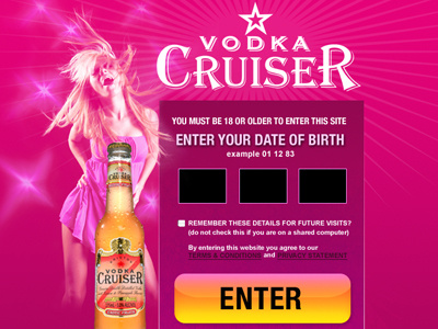 Vodka cruiser website UI