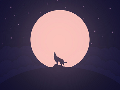 Howl at the Moon 2d artwork branding design flat howl illustration landscape logo moon silhouette vector wolf
