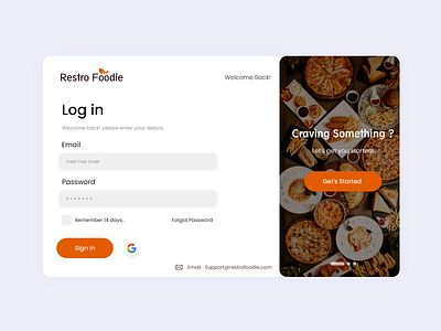 Log in page — Online Food Delivery 2d 3d animation app ui branding food login graphic design login logo logout motion graphics new ui design online food delivery signin ui uiux web design web ui