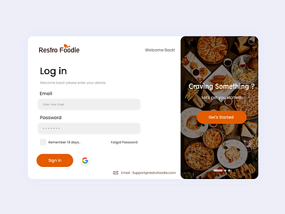 Log in page — Online Food Delivery