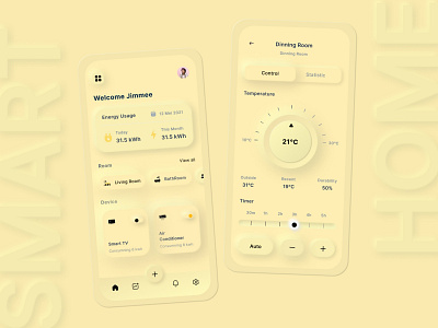 Smart Home Using neumorphism UI Concept design ui uidesign uiux ux webdesign