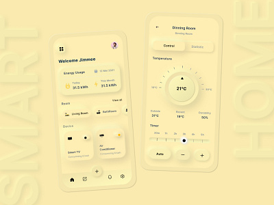 Smart Home Using neumorphism UI Concept