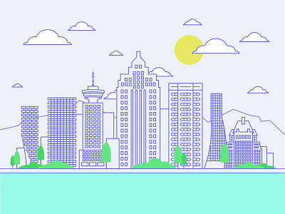 Vancouver building city flat illustration skyscraper vancouver vector