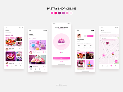 Pastry Shop Online abstract animation app branding cake design flat graphic design icon illustration logo phone phone app ui ux vector web