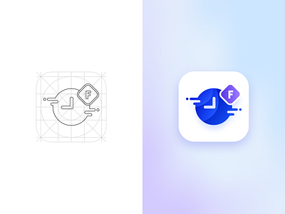 Time limits in social networks abstract app branding design flat icon logo ui ux vector web