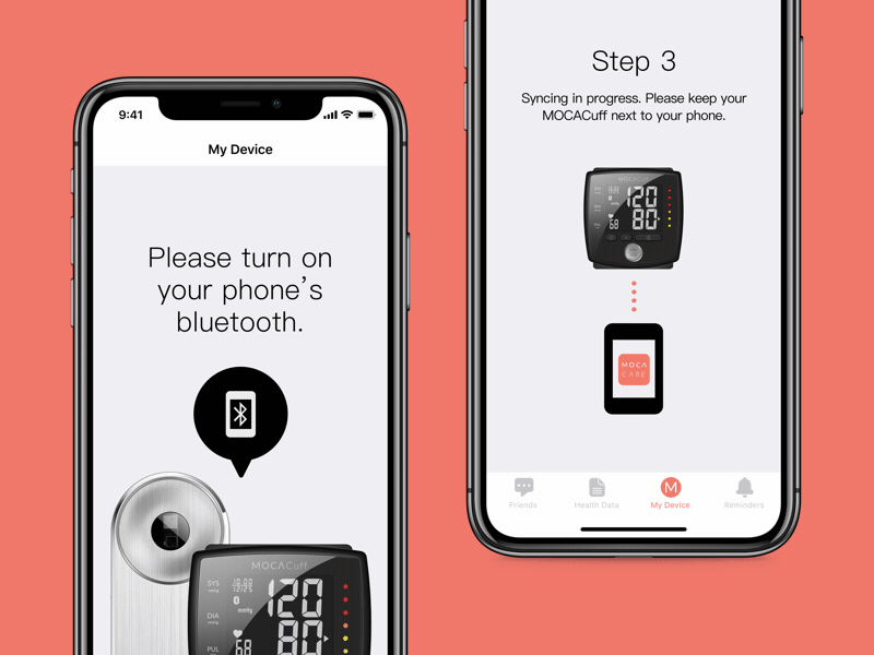 MOCACARE app pairing experience optimization health redesign framer ux ui app