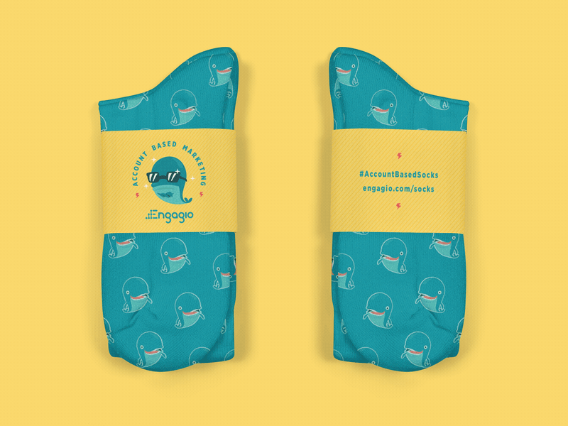 Engagio socks design apparel branding engagio logo marketing socks startup
