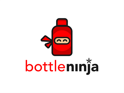Bottle Ninja Logo bottle design drink food logo logodesign mascot minimal modern ninja ninja mascot logo red vector
