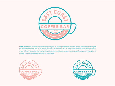 Coffee Bar Logo branding coffee coffee bean coffee cup coffee shop design donuts logo logodesign magenta minimal modern retro retro design vector