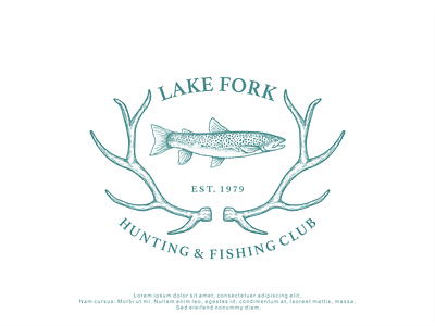 Logo design for Lake Fork branding club design fish fishing handrawn hunting logo logodesign minimalist modern retro simple vector vintage