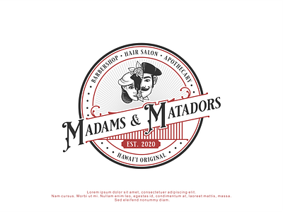 Logo design for Madams & Matadors apothecary barbershop barbershop logo design hairsalon logo logodesign retro simple vector vintage