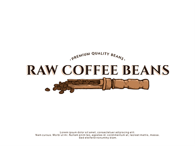 Logo design for Raw Coffee Beans beans coffee coffee bean coffee shop design handrawn illustration logo logodesign minimal retro roasting vintage