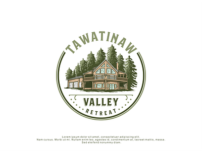 Logo design for Tawatinaw badge logo branding design handrawn illustration logo logodesign retreat retro valley vector village vintage