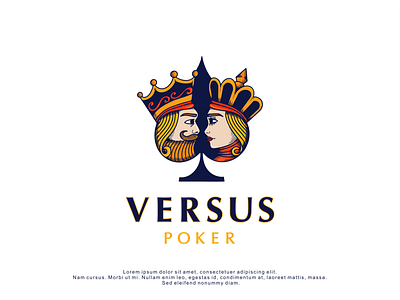 Logo design for Versus Poker branding design handrawn illustration king logo logodesign minimal online poker queen retro vector vintage