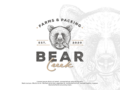 Logo design for Bear Creek bear branding creek design farm handrawn illustration logo logodesign retro vintage