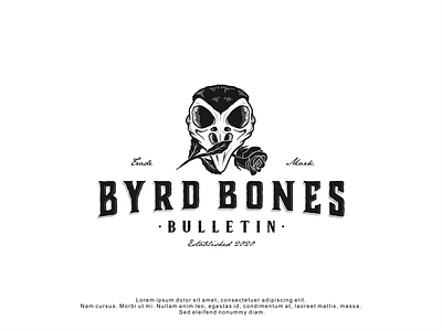 Logo design for Byrd Bones animal bird bulletin design handrawn illustration logo logodesign retro skull vector vintage