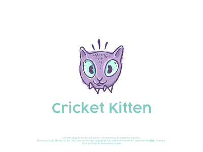 logo design for Cricket Kitten branding cat cute design handrawn illustration kitten logo logodesign minimal simple vector