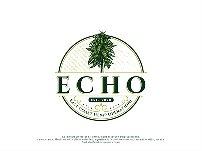 Logo design for Echo badge badge logo branding design green handrawn hemp illustration logo logodesign minimal modern nature vector vintage