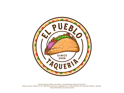 Logo design for El Pueblo branding design food handrawn illustration logo logodesign retro taco tacos vector