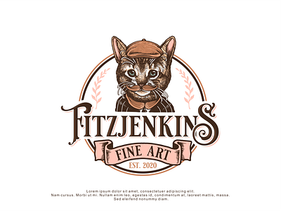 Logo for Fitzjenkins animal branding cat design handrawn illustration logo logodesign retro vintage