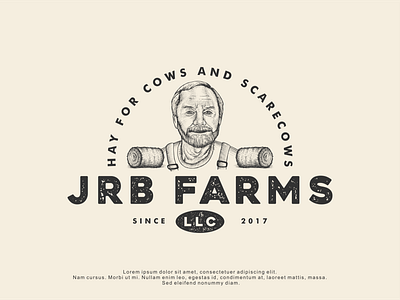 Logo Design for JRB Farms branding cow design farm farmer handrawn hay illustration logo logodesign retro scarecow vector vintage