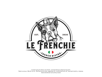Logo Design for Le Frenchie animal branding design dog handrawn illustration logo logodesign restaurant restaurant logo retro vector vintage