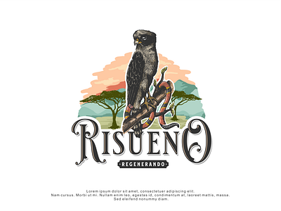 Logo Design for Risueno bird branding design handrawn illustration logo logodesign retro savana vector vintage