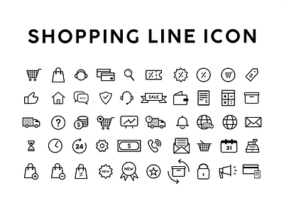Shopping Line Icon (e-commerce icon) design ecommerce icon landing page line art minimal modern shopping ui ux web