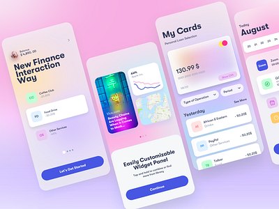 Candy App Finance 3d app banking blur calendar clean dashboard design finance gradient graphicdesign interface ios stats ui ux wallet widgets